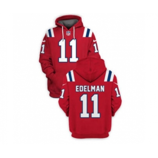 Men's New England Patriots #11 Julian Edelman 2021 Red Pullover Football Hoodie