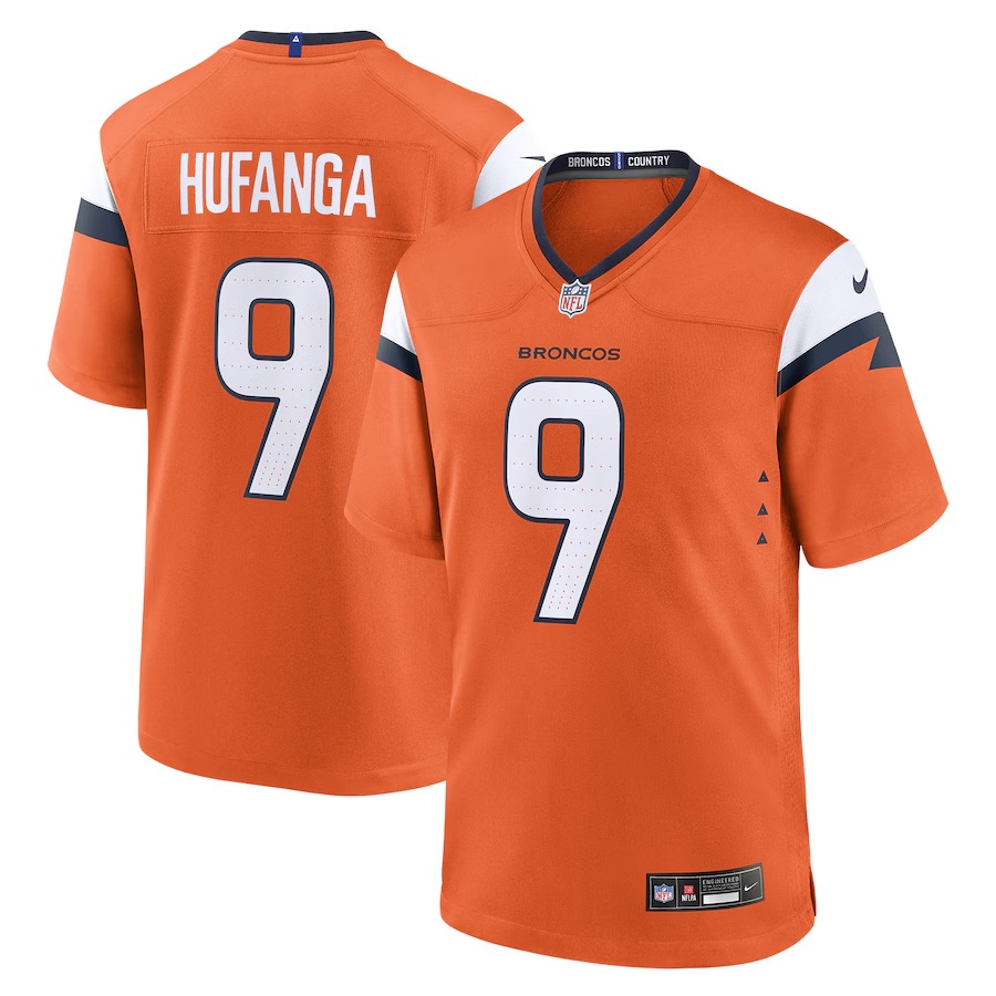Men's Denver Broncos Talanoa Hufanga Nike Orange Team Game Jersey