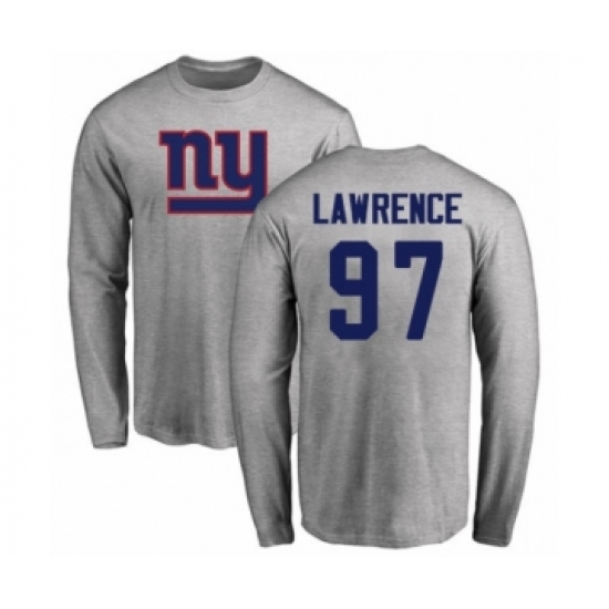 Football New York Giants #97 Dexter Lawrence Ash Name & Number Logo Long Sleeve T-Shirt