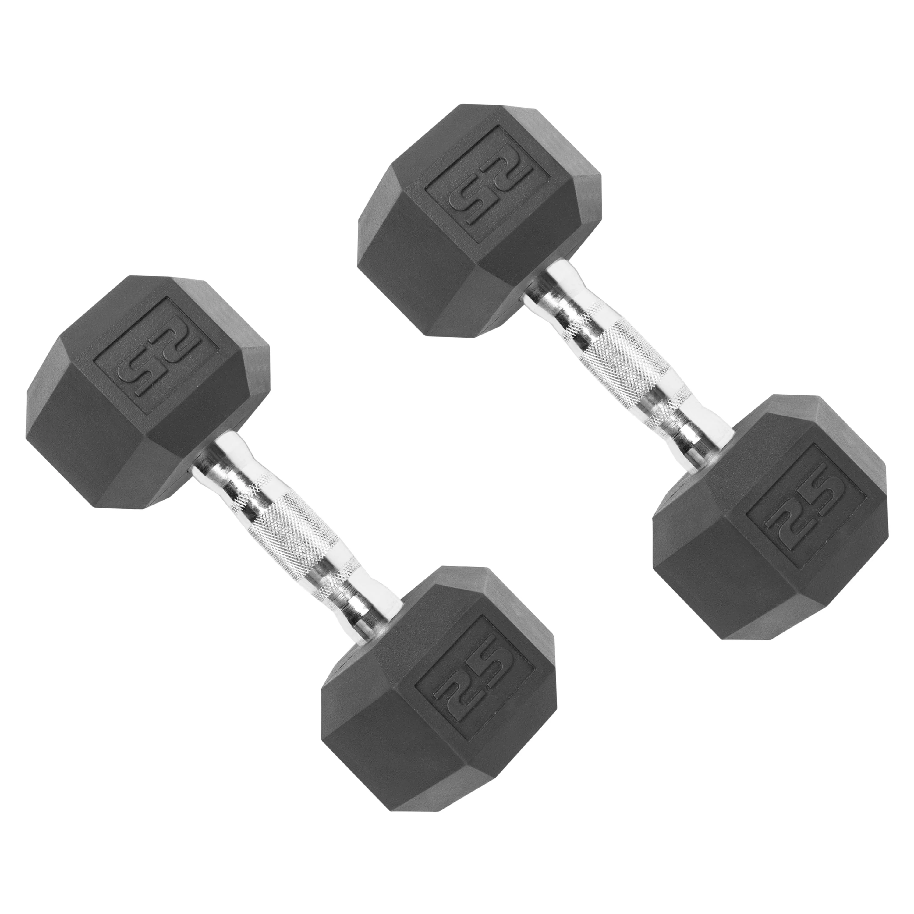 CAP 50 lb Rubber Hex Dumbbell Weight Set, Includes 2 x 25lb Dumbbells
