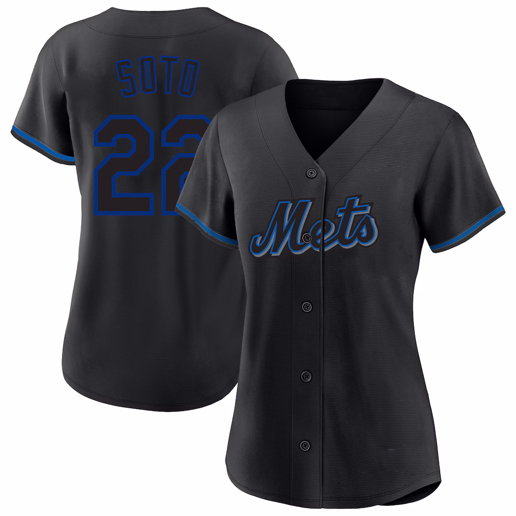 Women's New York Mets Juan Soto Profile Black Plus Size Player Name & Number Fashion Jersey