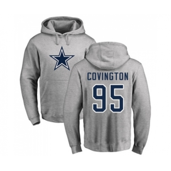 Football Dallas Cowboys #95 Christian Covington Ash Name & Number Logo Pullover Hoodie