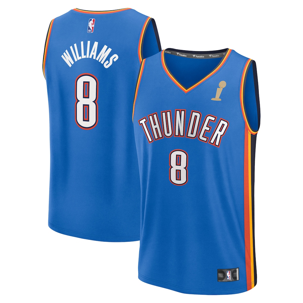 Youth Oklahoma City Thunder Jalen Williams Fanatics Blue 2025 NBA Finals Champions Fast Break Replica Player Jersey - Icon Edition