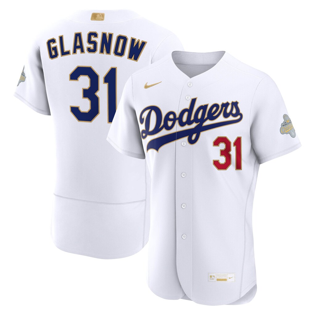 Men's Los Angeles Dodgers Tyler Glasnow Nike White 2026 Gold Collection Authentic Jersey