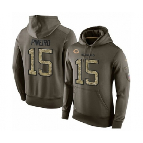 Football Men's Chicago Bears #15 Eddy Pineiro Green Salute To Service Men's Pullover Hoodie