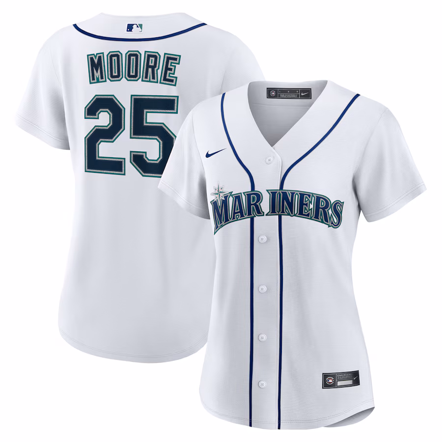 Women's Seattle Mariners Dylan Moore Nike White Home Replica Jersey