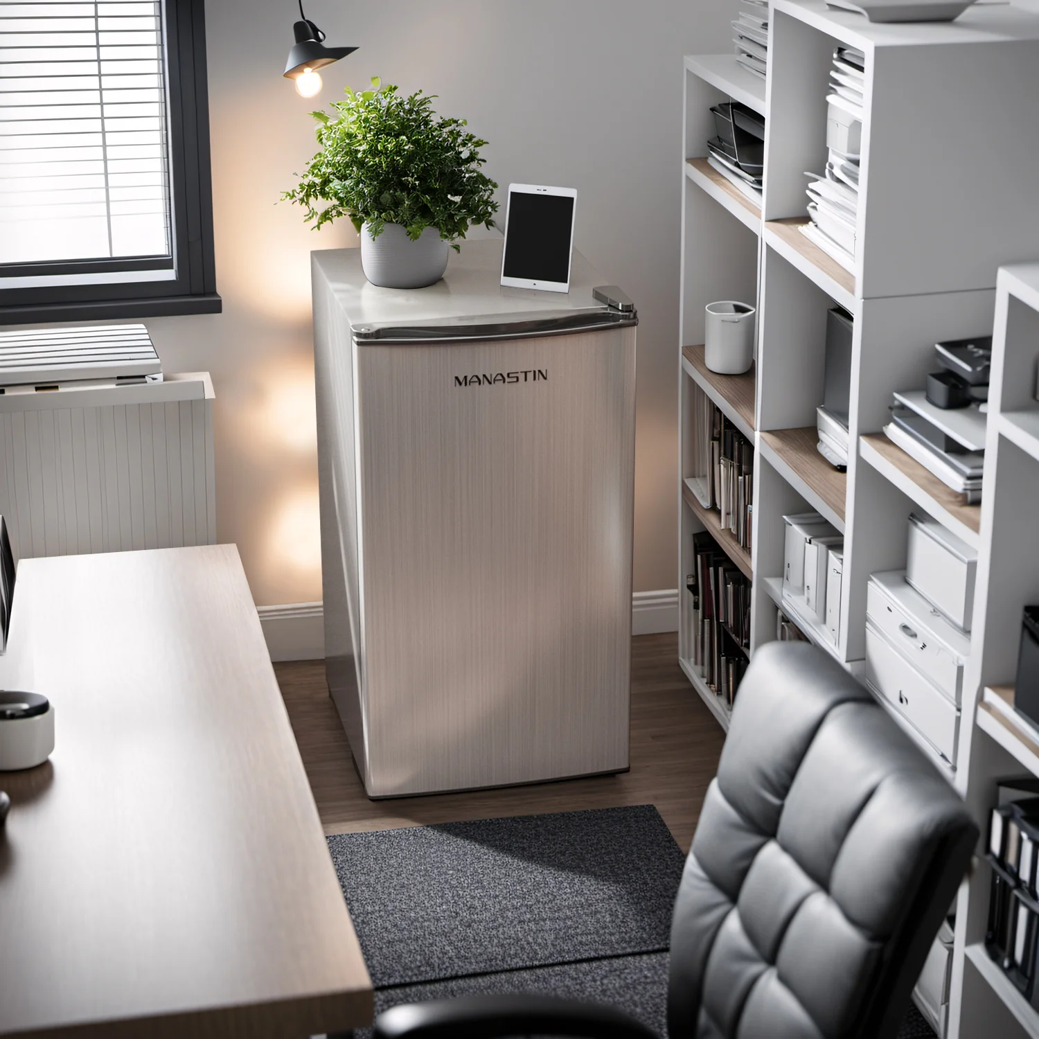 Manastin 3.2 Cu.ft Mini Fridge Energy Saving Compact Refrigerator with Reversible Door, Black