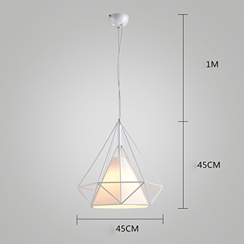 White Loft Industrial American Single Head Bar Geometric Restaurant Nordic Retro Bird Cage Small Chandelier Three Cafe (Size : 1)