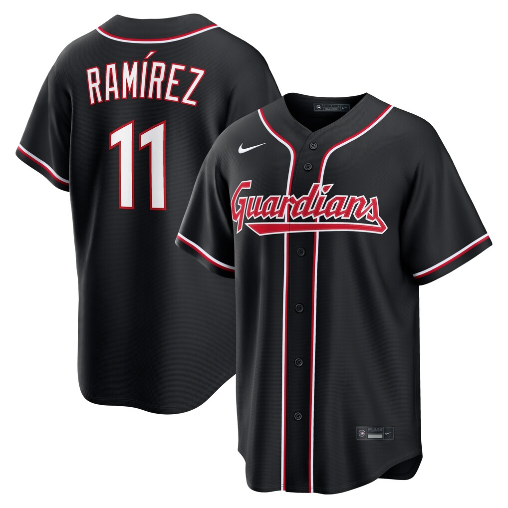 Men's Cleveland Guardians José Ramírez Nike Fashion Replica Black Out Jersey