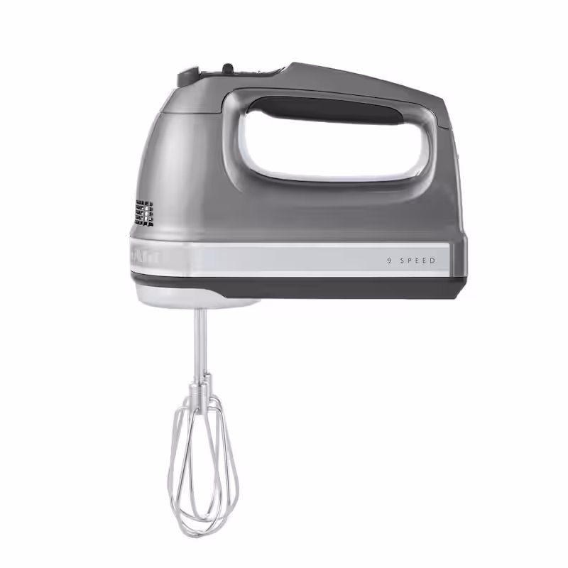 9-Speed Contour Silver Hand Mixer with Beater and Whisk Attachments