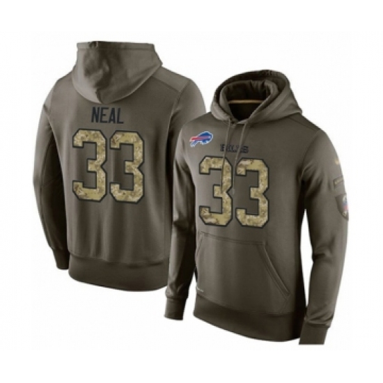 Football Men's Buffalo Bills #33 Siran Neal Green Salute To Service Pullover Hoodie
