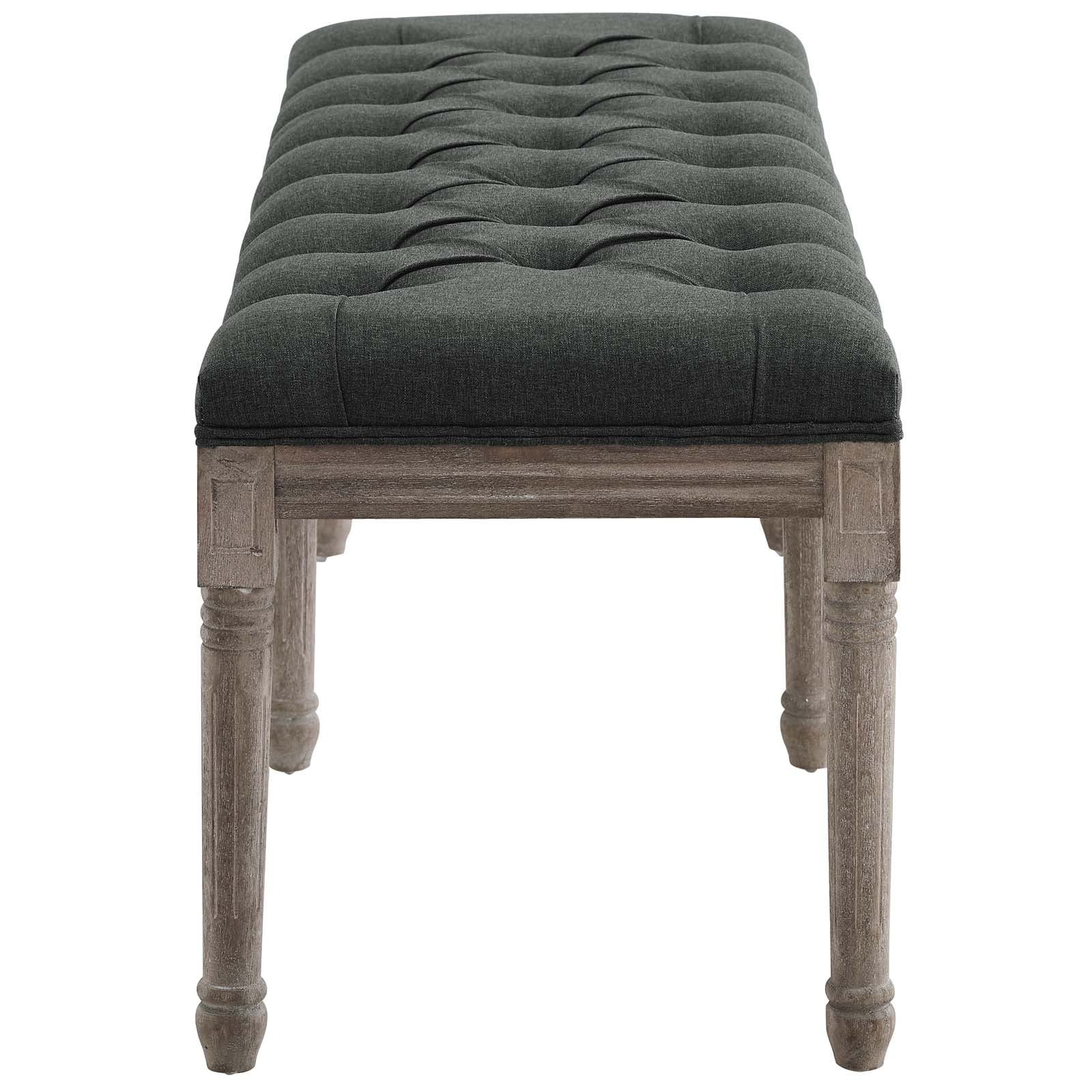 Modway Province French Vintage Upholstered Fabric Bench, Gray - Curated Treasures Market