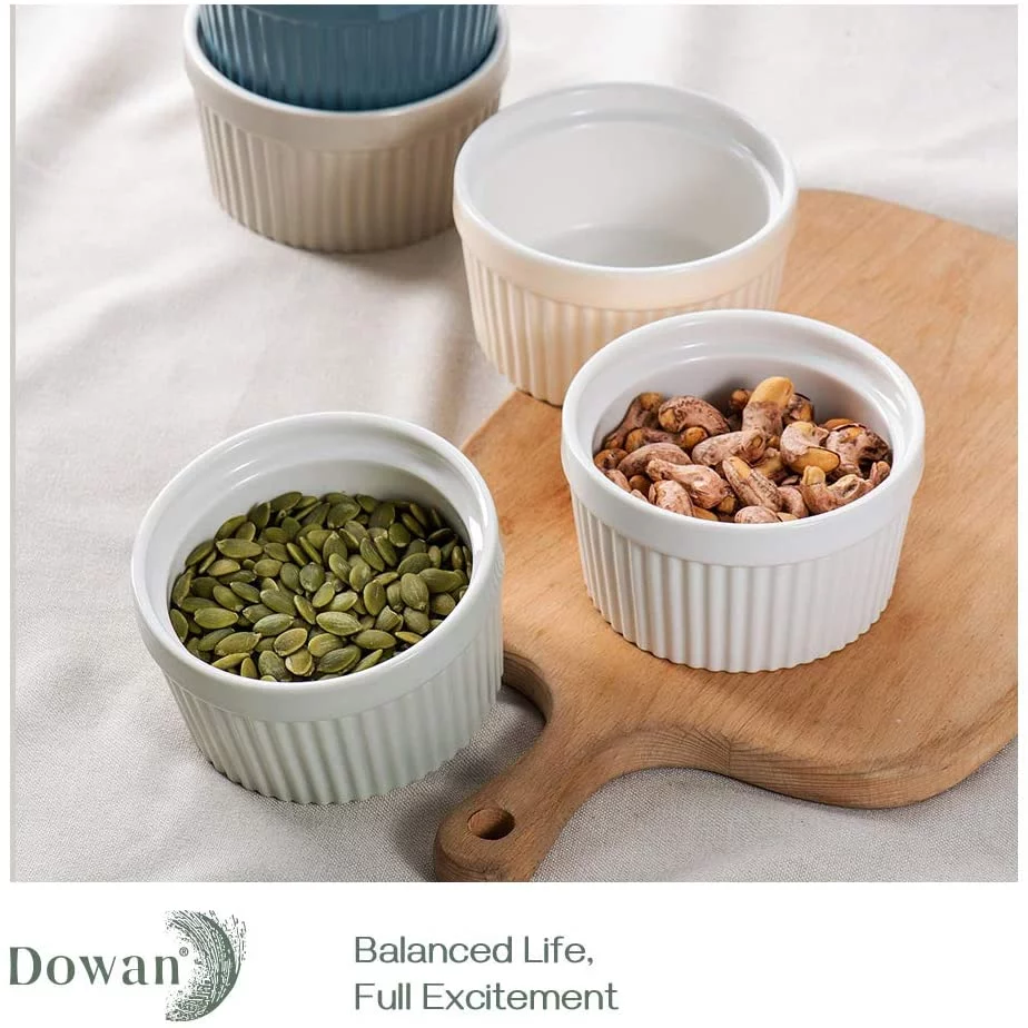 DOWAN Ramekins 8 oz Oven Safe - Creme Brulee Ramekins for Baking, Porcelain Ramekins Oven Safe, Souffle Ramekins Bowls, Set of 6, Christmas Gifts - Curated Treasures Market
