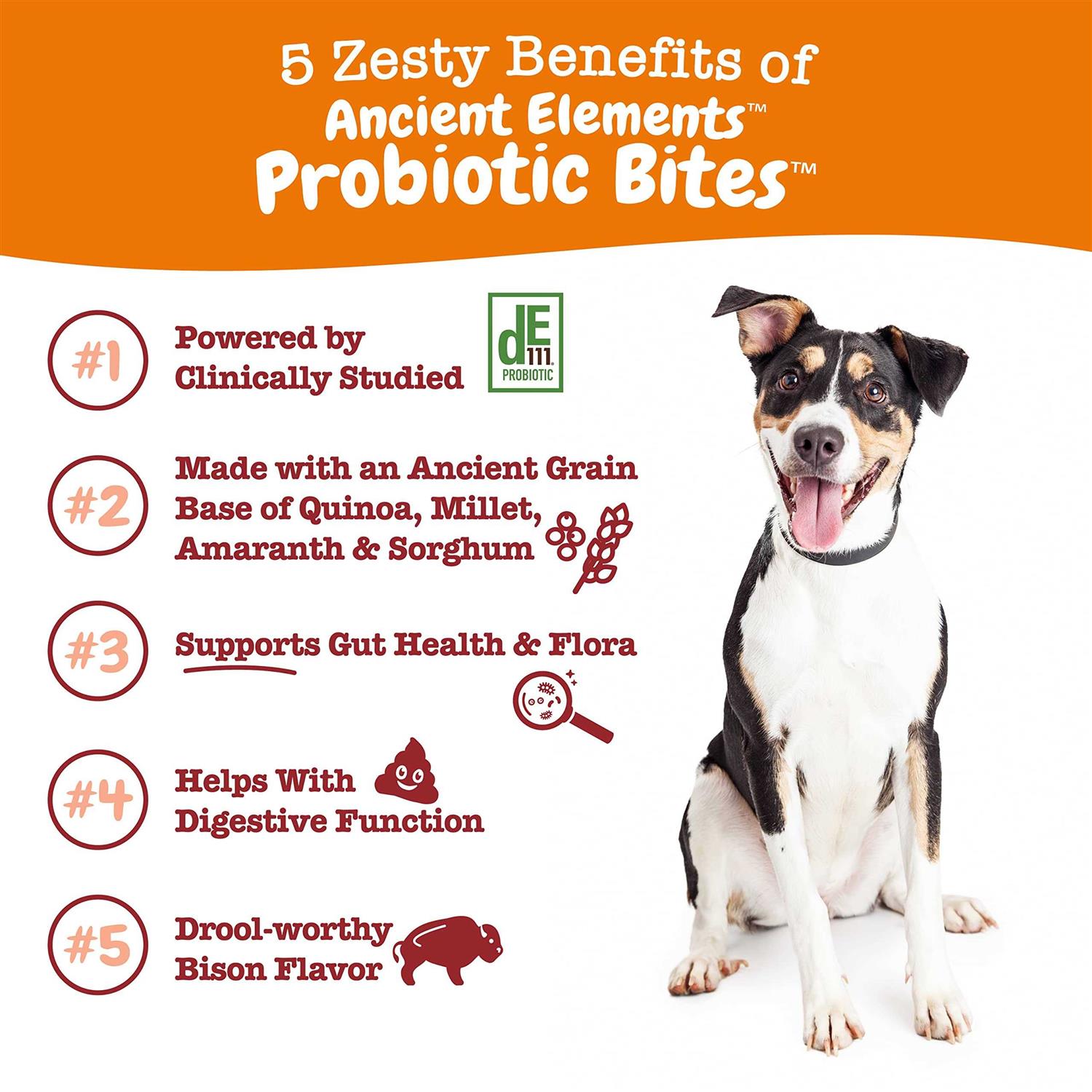 Zesty Paws Bison Ancient Elements Probiotic Bites for Dogs