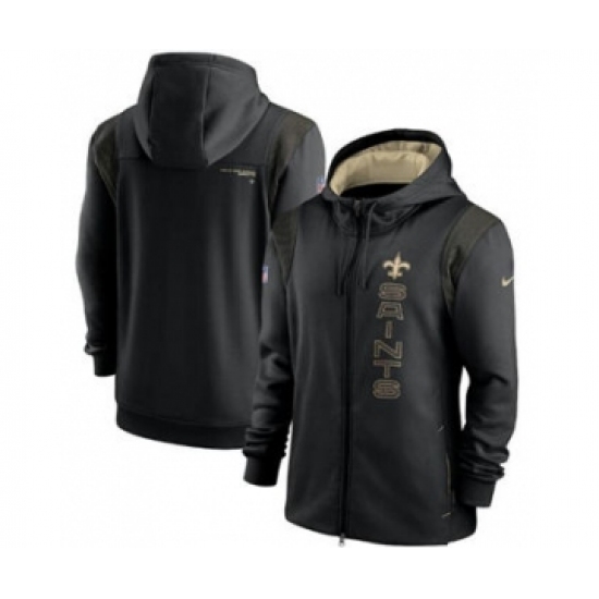 Men's New Orleans Saints 2021 Black Sideline Team Performance Full-Zip Hoodie