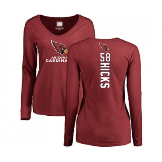 Football Women's Arizona Cardinals #58 Jordan Hicks Maroon Backer Long Sleeve T-Shirt