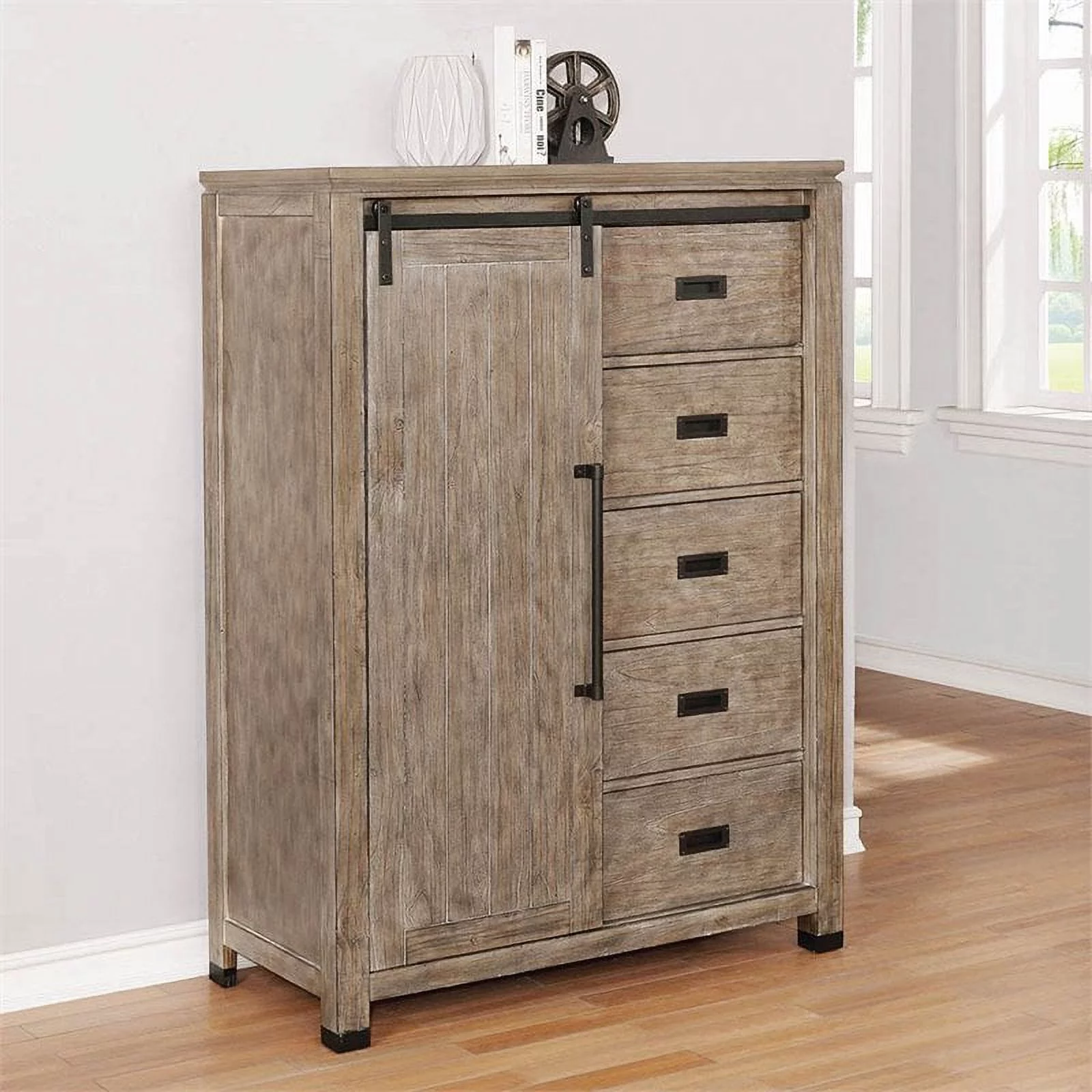 Meester 5-drawer Man's Chest Rustic Barn Door