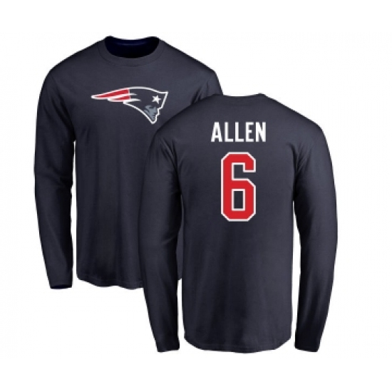 Football New England Patriots #6 Ryan Allen Navy Blue Backer T-Shirt