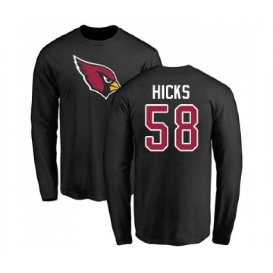 Football Arizona Cardinals #58 Jordan Hicks Black Name & Number Logo Long Sleeve T-Shirt