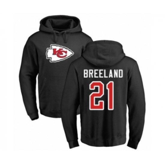 Football Kansas City Chiefs #21 Bashaud Breeland Black Name & Number Logo Pullover Hoodie