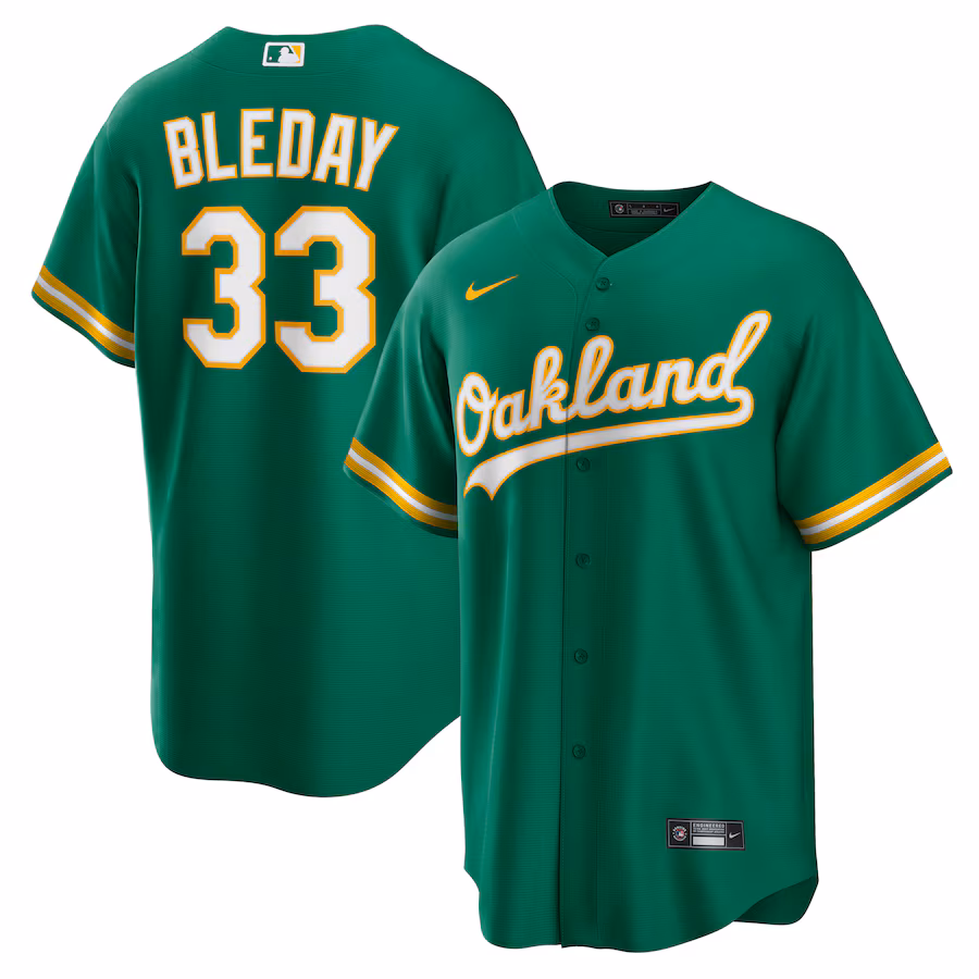 Men's Oakland Athletics JJ Bleday Nike Kelly Green Alternate Replica Jersey