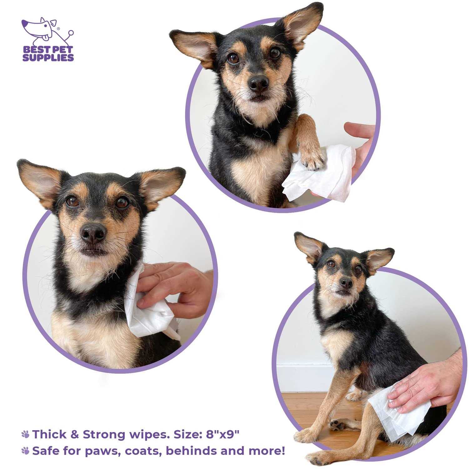 Best Pet Supplies Pet Grooming Wipes for Dogs & Cats Plant-Based Deodorizer for Coats & Dry, Itchy, or Sensitive Skin