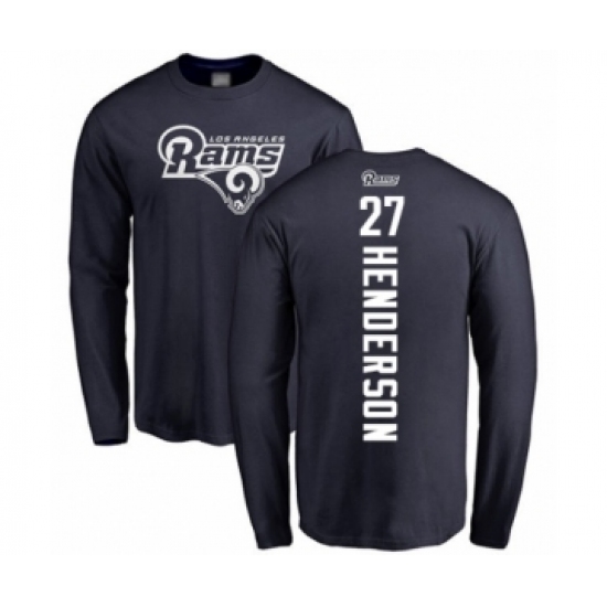 Football Los Angeles Rams #27 Darrell Henderson Navy Blue Backer Long Sleeve T-Shirt