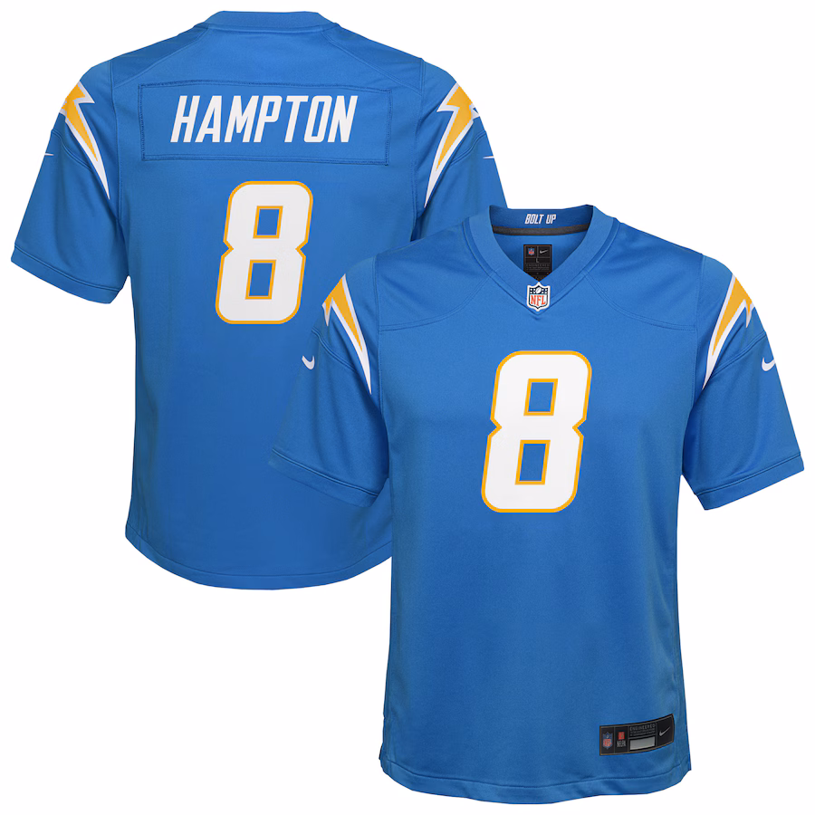 Youth Los Angeles Chargers Omarion Hampton Nike Powder Blue Team Game Jersey
