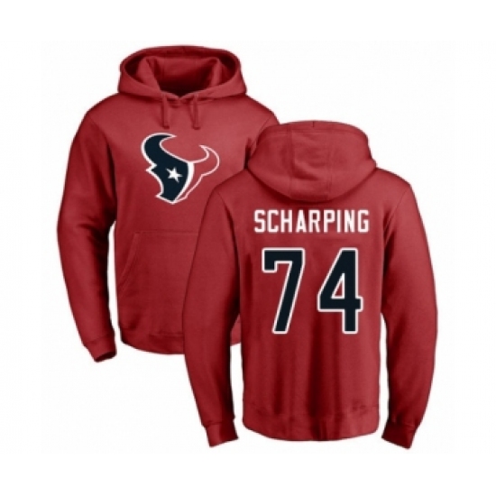 Football Houston Texans #74 Max Scharping Red Name & Number Logo Pullover Hoodie