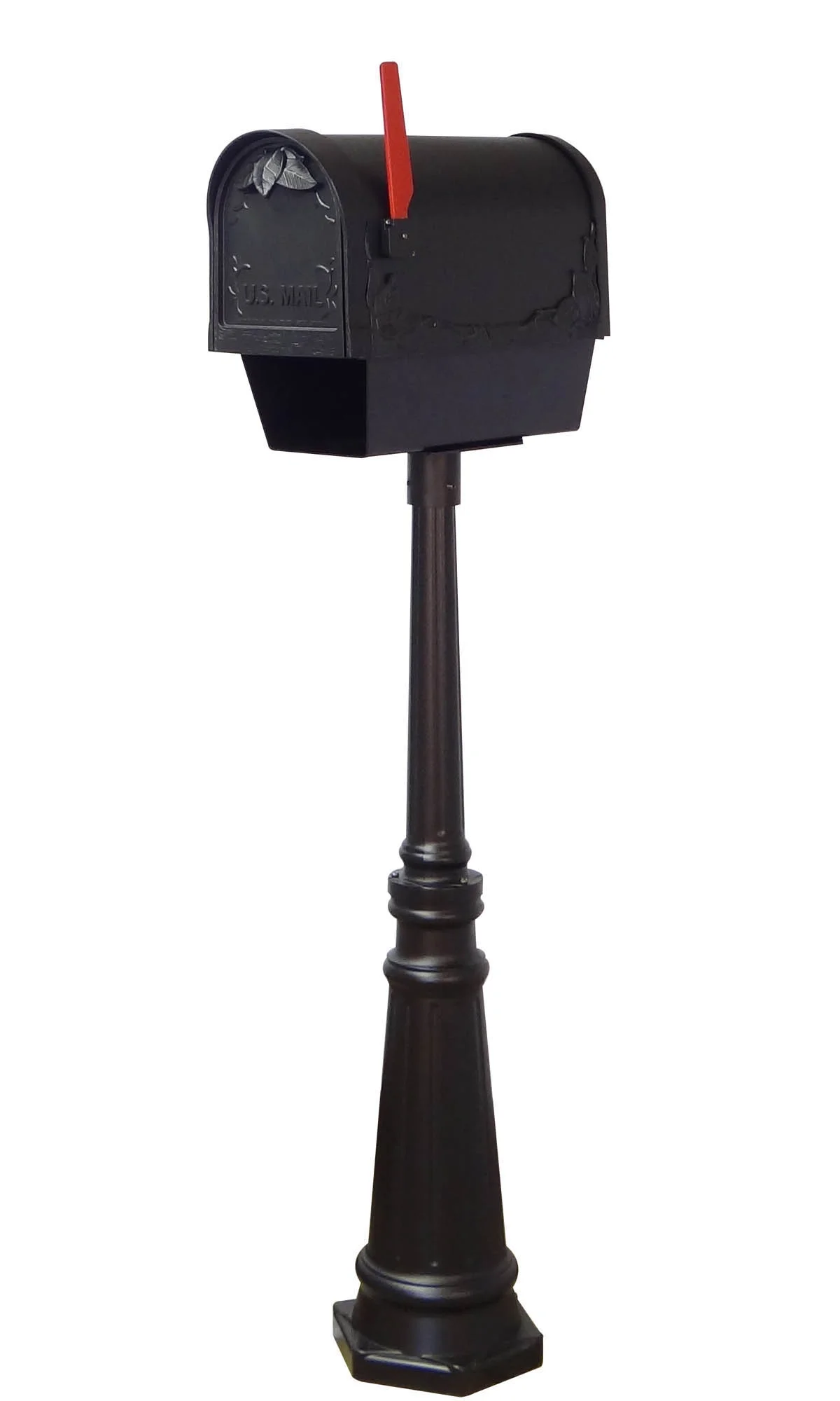 Floral Curbside Mailbox with Newspaper Tube and Tacoma Mailbox Post with Direct Burial Kit - Curated Treasures Market