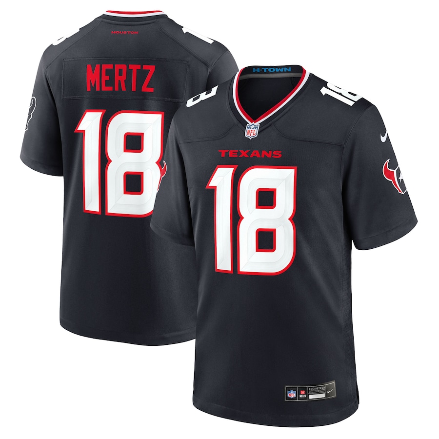 Men's Houston Texans Graham Mertz Nike Navy Team Game Jersey