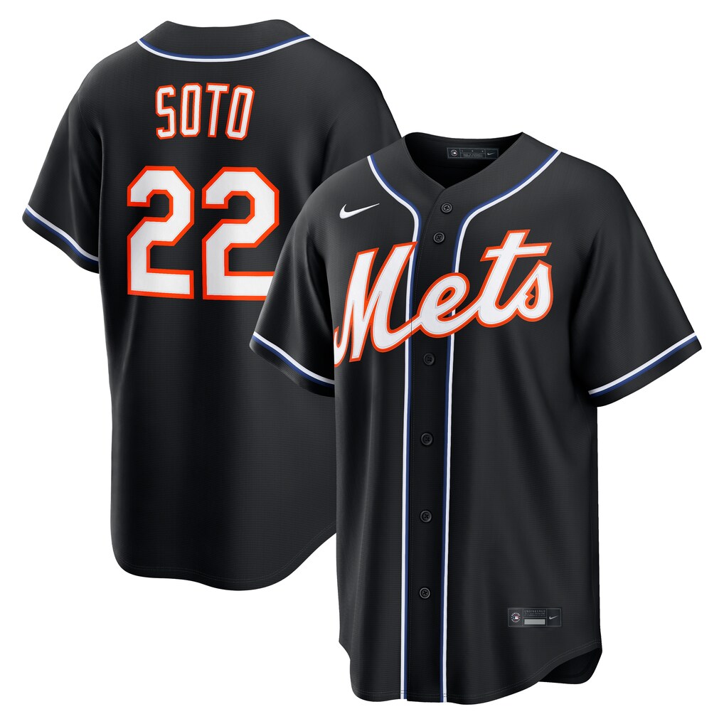 Men's New York Mets Juan Soto Nike Fashion Replica Black Out Jersey