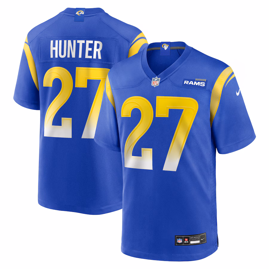 Men's Los Angeles Rams Jarquez Hunter Nike Royal Team Game Jersey