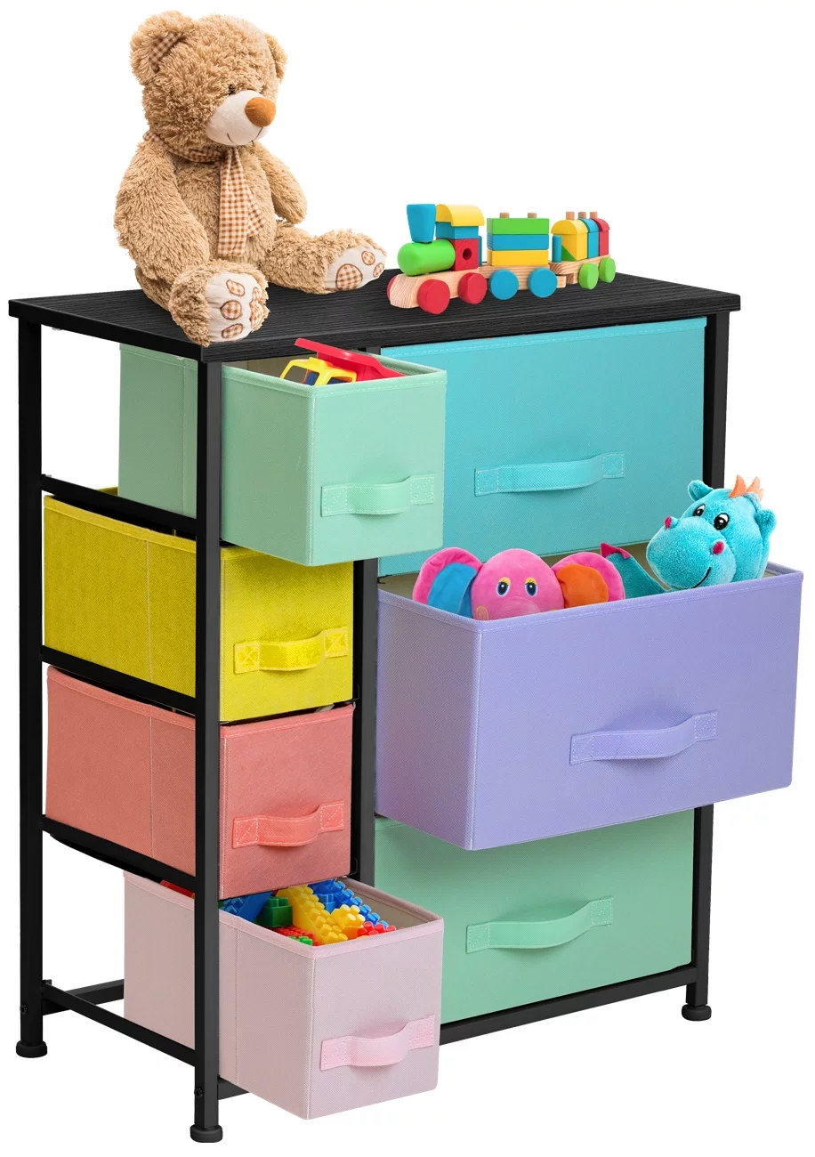 Sorbus Dresser with 7 Drawers (Pastel/Black)