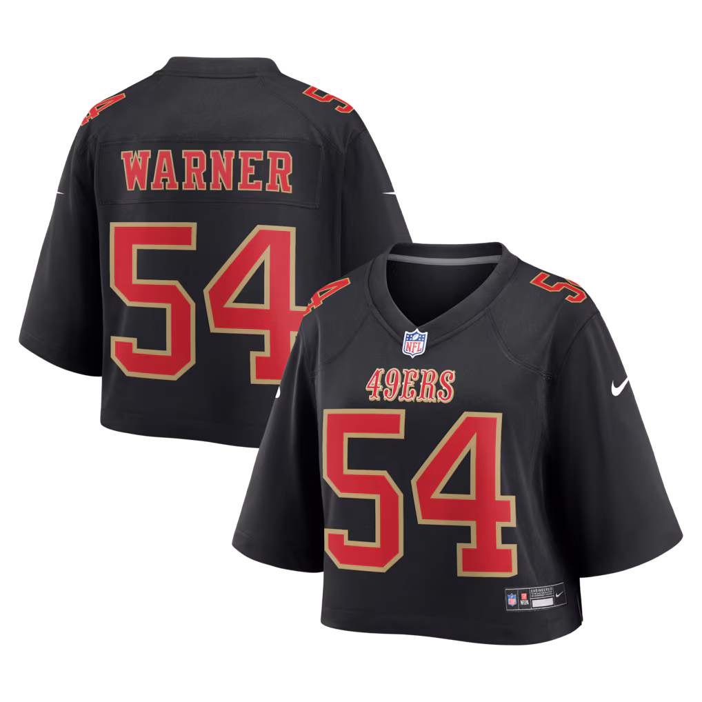 Women's San Francisco 49ers Fred Warner Nike Black Cropped Fashion Game Jersey
