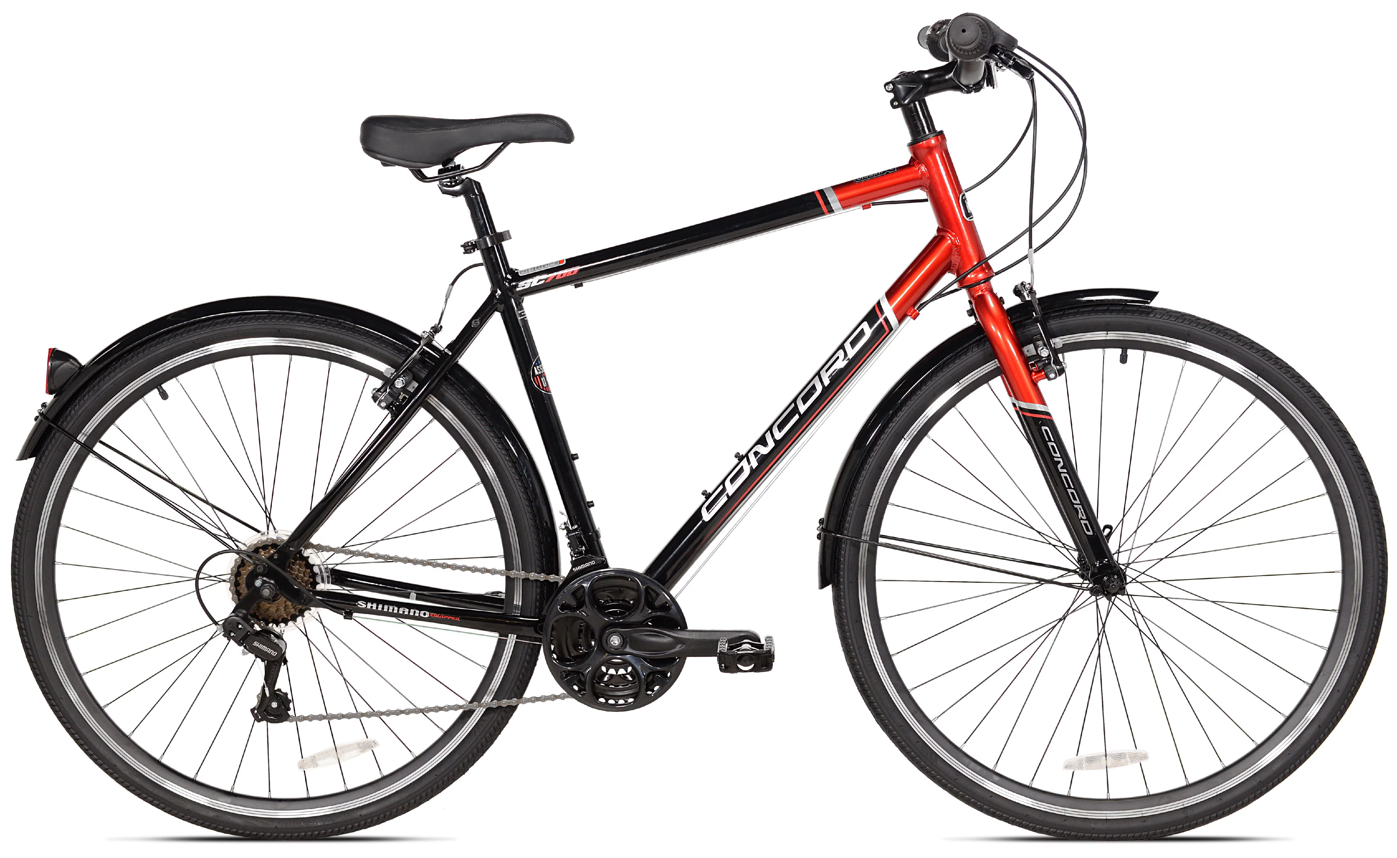 Concord 700c SC700 Hybrid Men's Bike, Black/Red - Curated Treasures Market