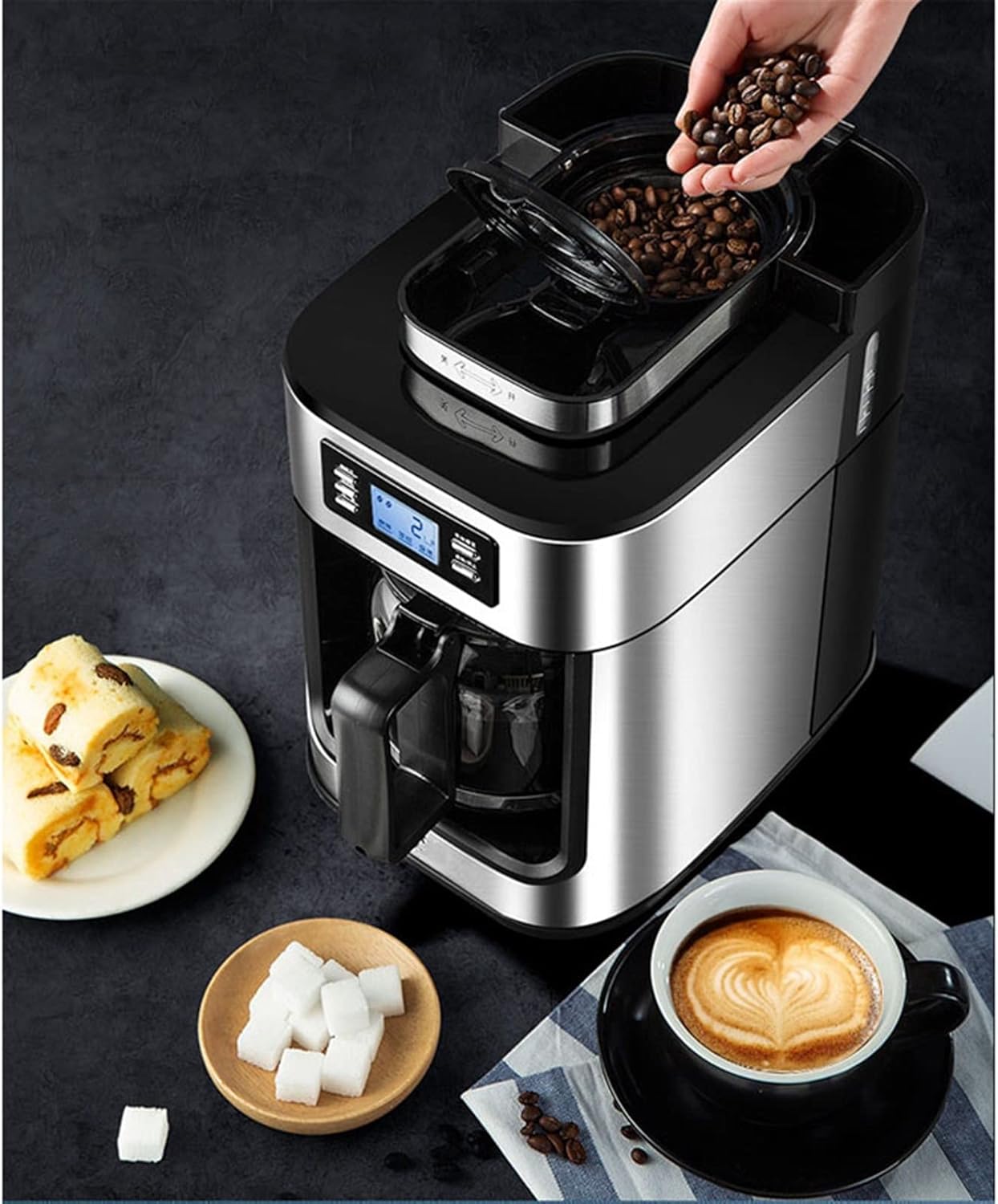 Built-in coffee machines Automatic Coffee Maker Machine With Grinder Fully Automatic Drip Home Appliance Electric Coffee Makers (Size : EU)