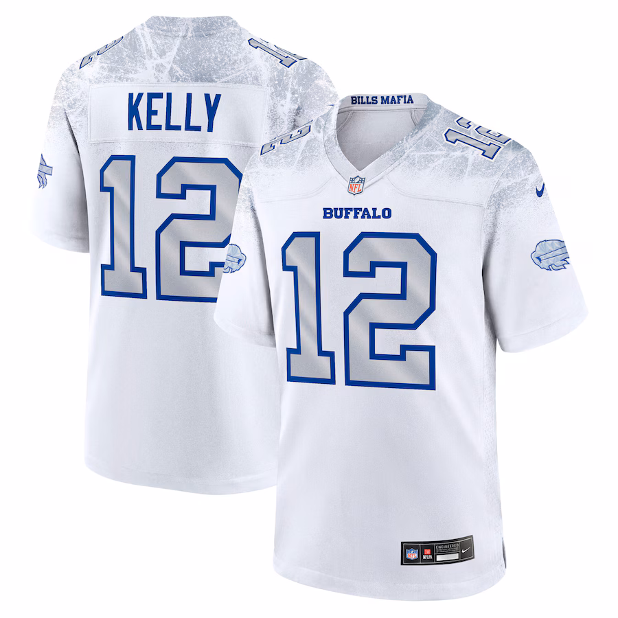 Men's Buffalo Bills Jim Kelly Nike White 2025 Rivalries Collection Retired Player Game Jersey