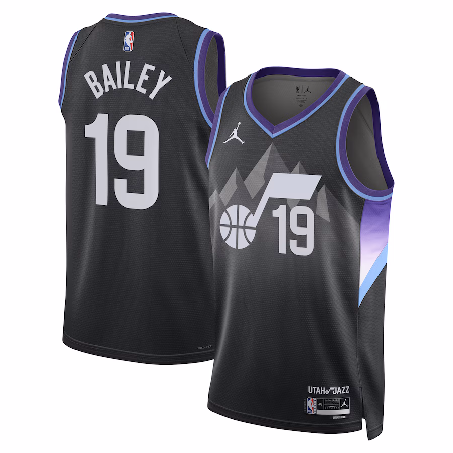 Unisex Utah Jazz Ace Bailey Jordan Brand Black Swingman Player Jersey - Statement Edition