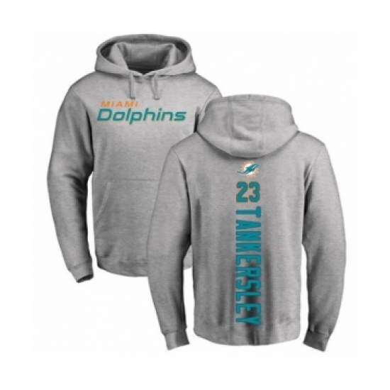 Football Miami Dolphins #23 Cordrea Tankersley Ash Backer Pullover Hoodie
