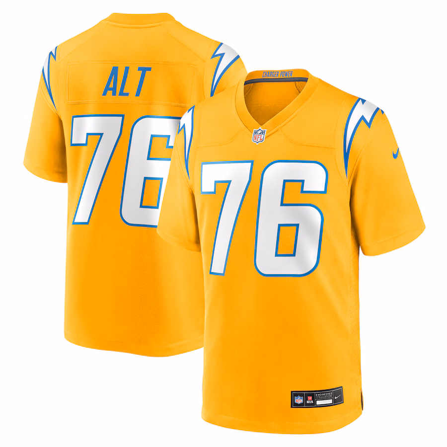 Men's Los Angeles Chargers Joe Alt Nike Gold Alternate Charger Power Game Player Jersey