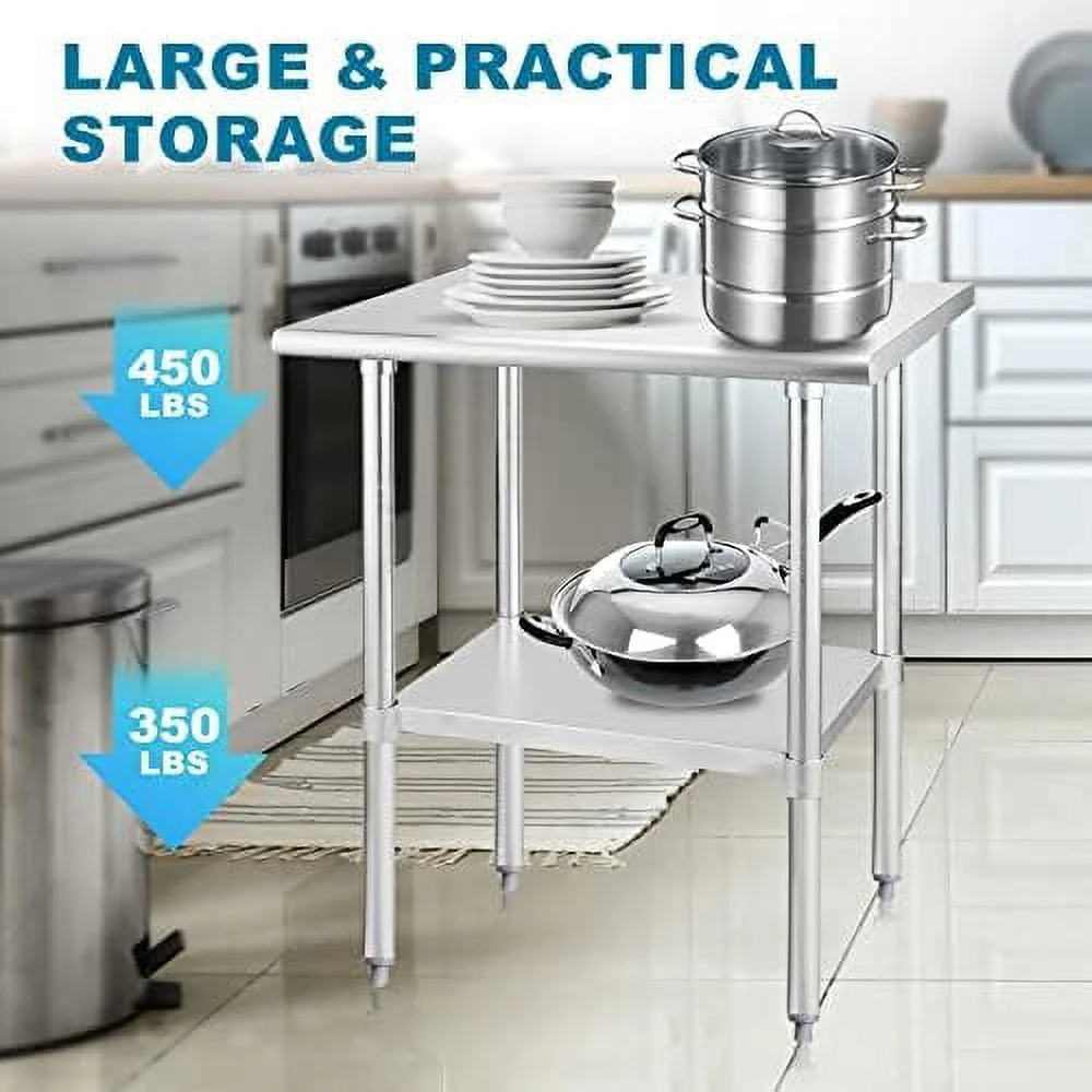 JDZHAPPYLIFE Outdoor Prep Table NSF 24x30 Stainless Steel Work Table with Wheels and Table Foot  Kitchen Prep Tables for Commercial Kitchen Home Hotel Grill - Curated Treasures Market