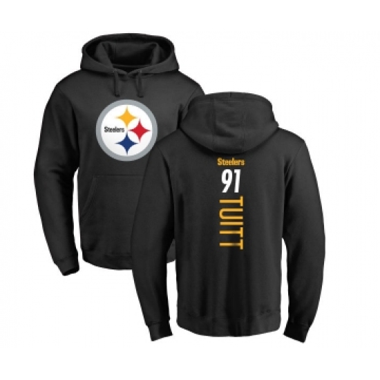Football Pittsburgh Steelers #91 Stephon Tuitt Black Backer Pullover Hoodie