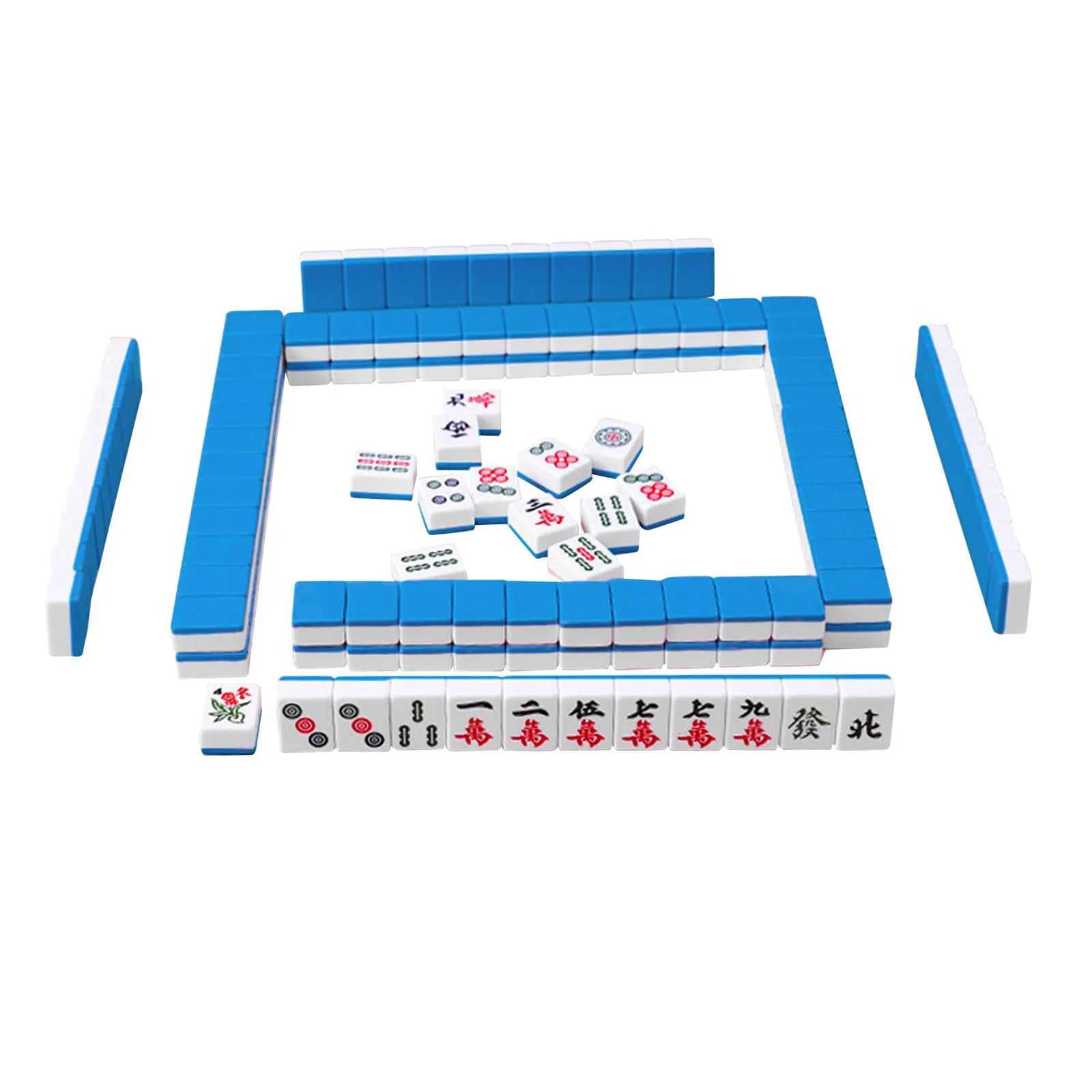 STARTIST 144x Chinese Version Game Set Mini Mahjong Tiles Chinese Game Play Traditional Classic Board Game Portable for Apartment Kids Blue - Curated Treasures Market
