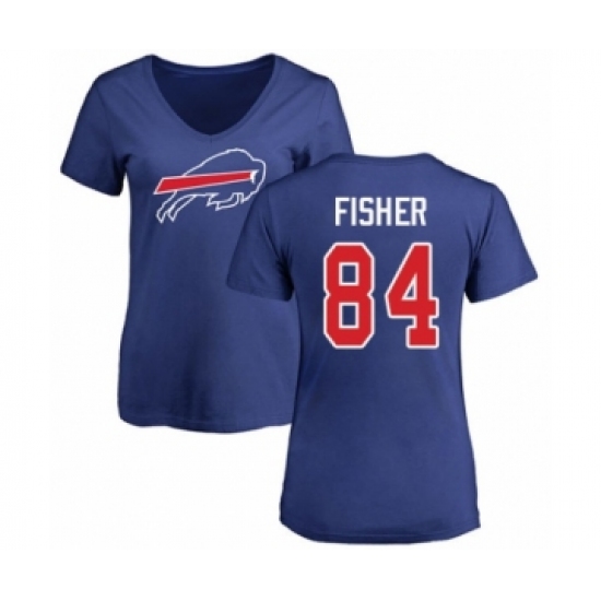 Football Women's Buffalo Bills #84 Jake Fisher Royal Blue Name & Number Logo T-Shirt