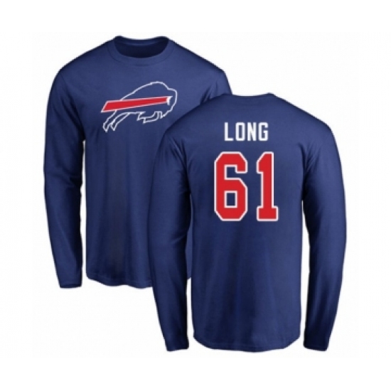 Football Buffalo Bills #61 Spencer Long Royal Blue Name & Number Logo Long Sleeve T-Shirt