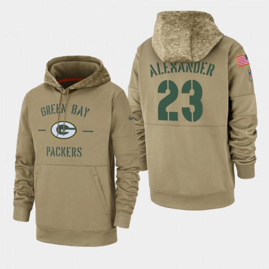 Men's Green Bay Packers #23 Jaire Alexander Green Bay Packers 2019 Salute to Service Sideline Therma Pullover Hoodie - Tan