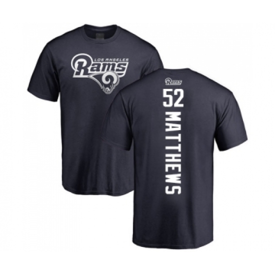 Football Los Angeles Rams #52 Clay Matthews Navy Blue Backer T-Shirt