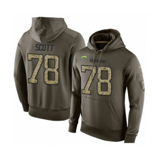 Football Los Angeles Chargers #78 Trent Scott Green Salute To Service Men's Pullover Hoodie