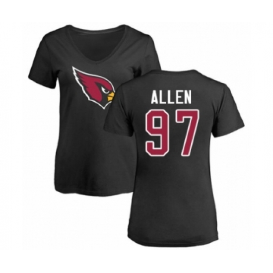 Football Women's Arizona Cardinals #97 Zach Allen Black Name & Number Logo T-Shirt